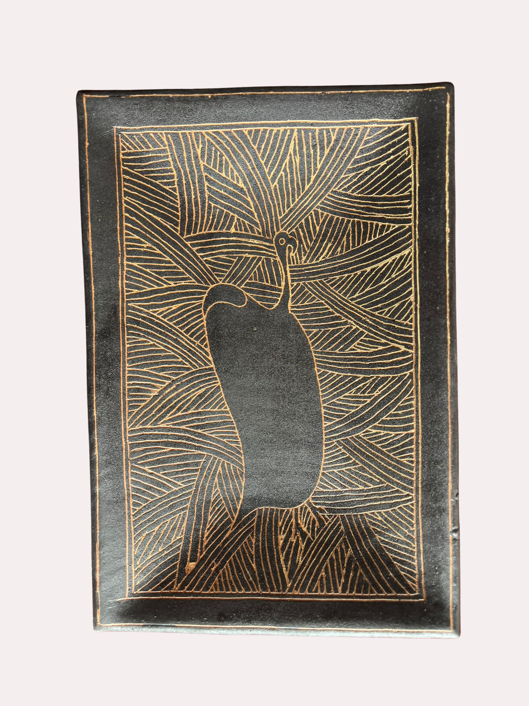 Rectangular ceramic plate - The bird