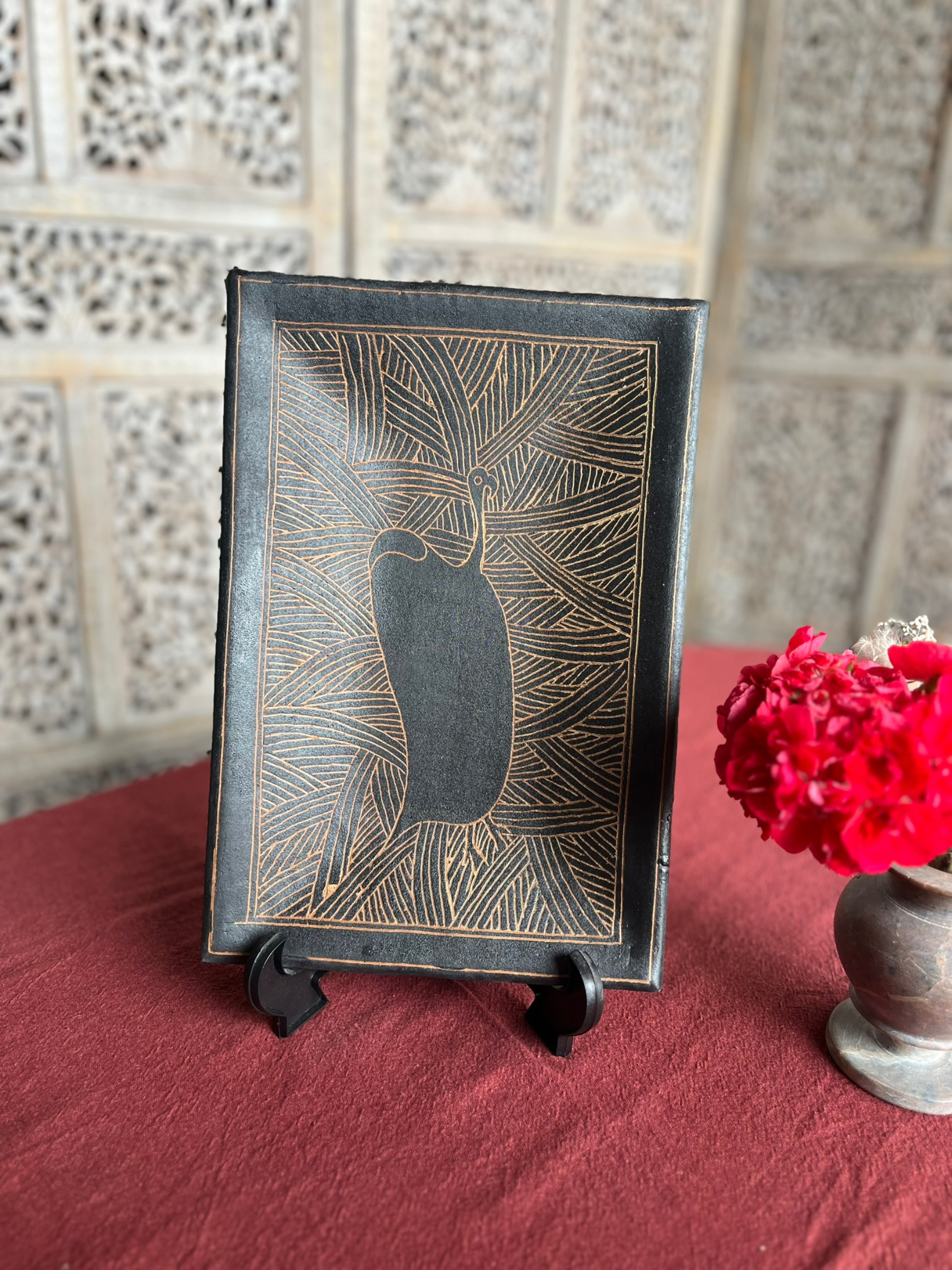Rectangular ceramic plate - The bird