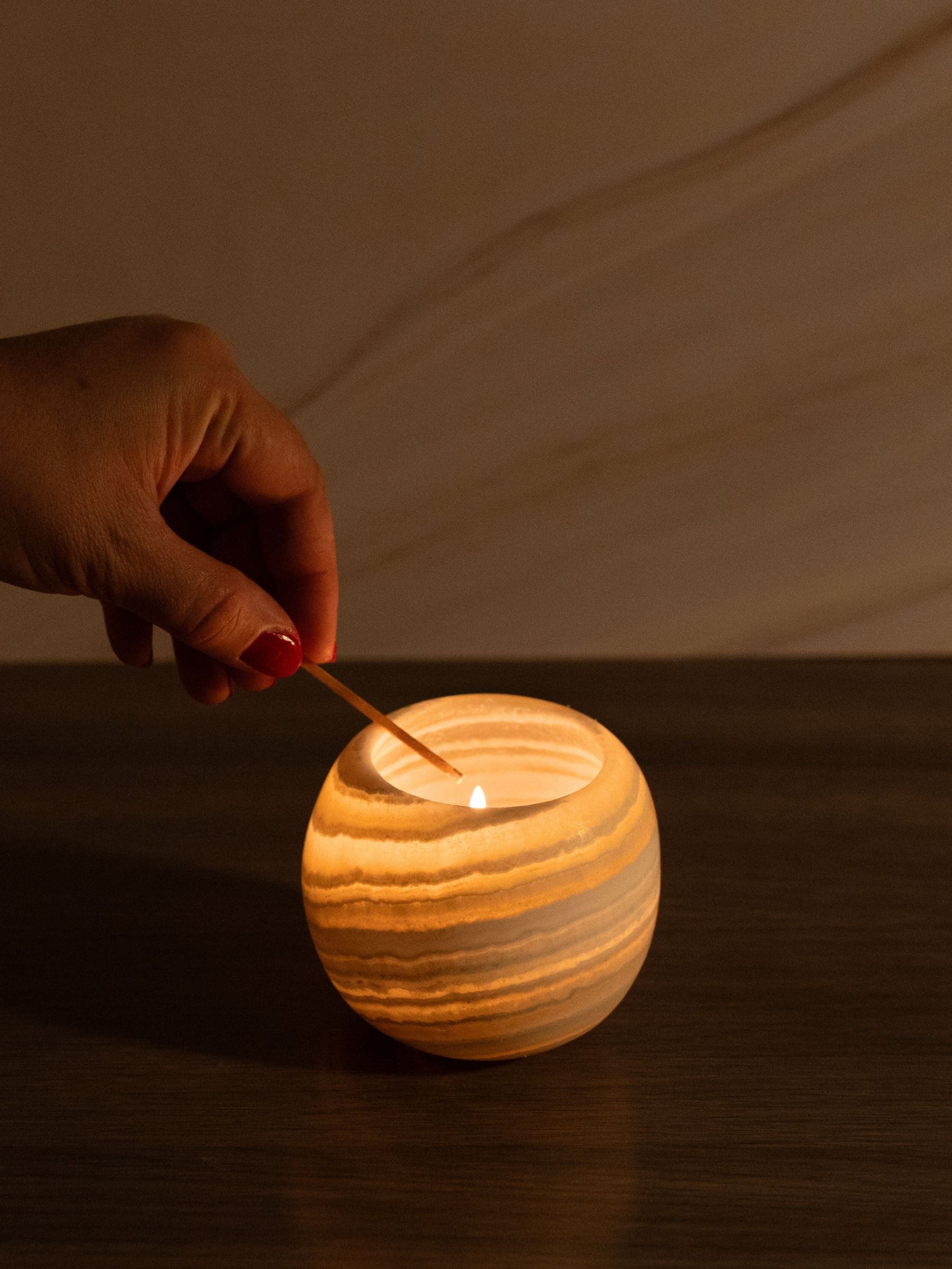 Portavelas de alabastro