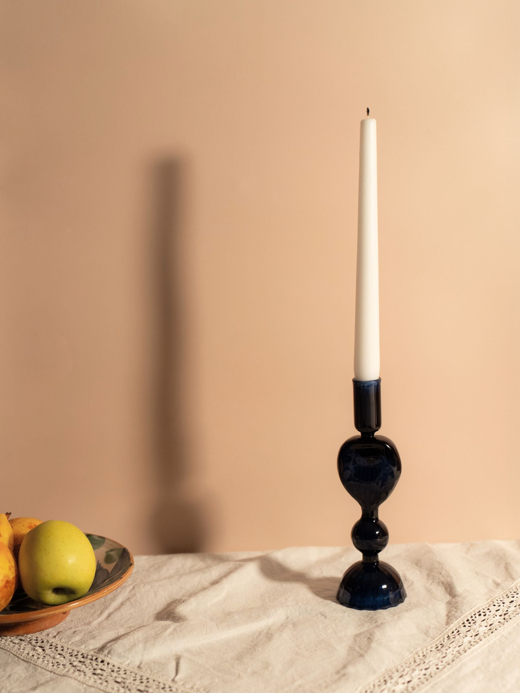 Bougeoirs Eclipse Azur en verre soufflé