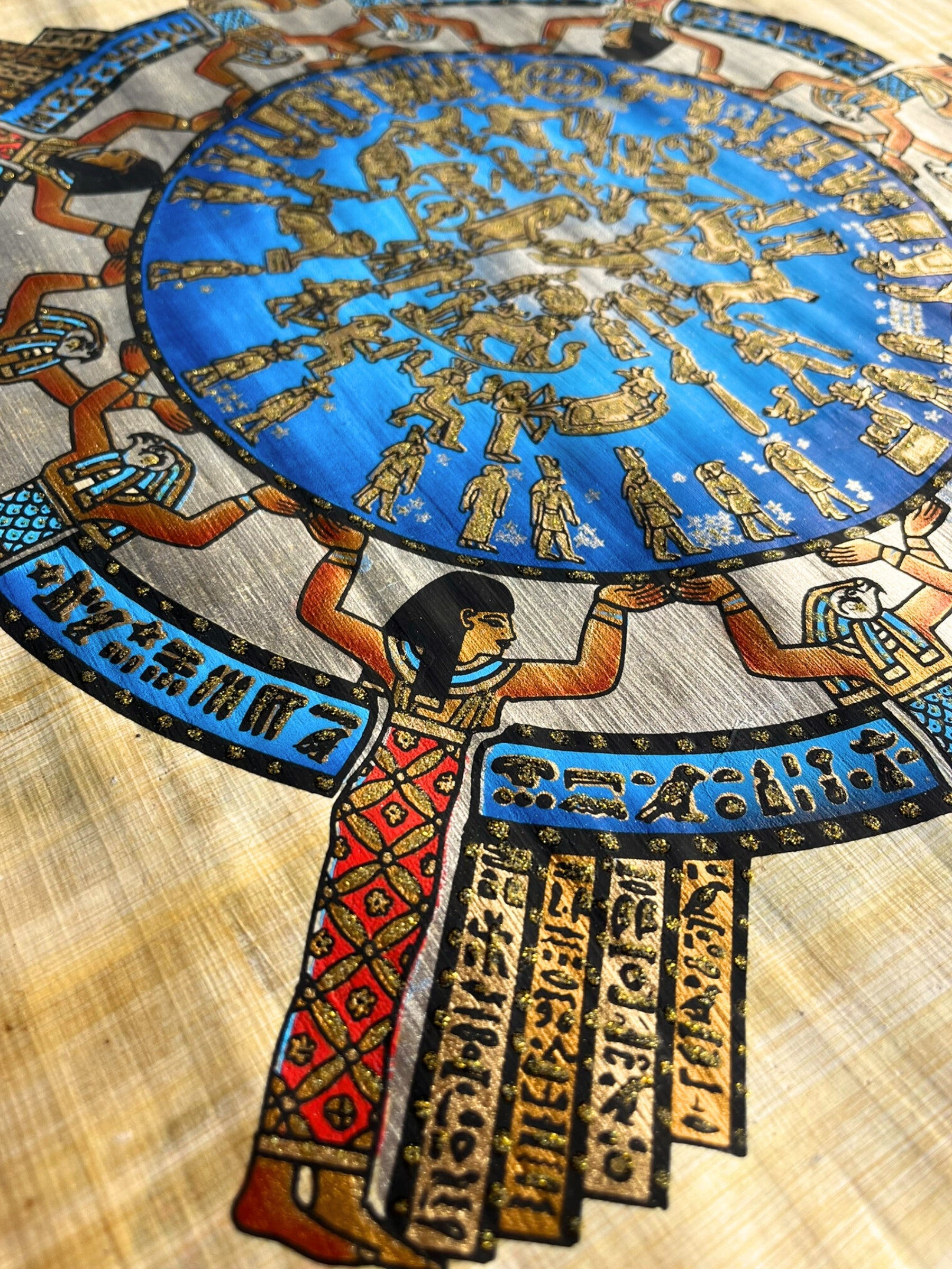 Papyrus égyptien Zodiaque de Dendera (45 x 65 cm)