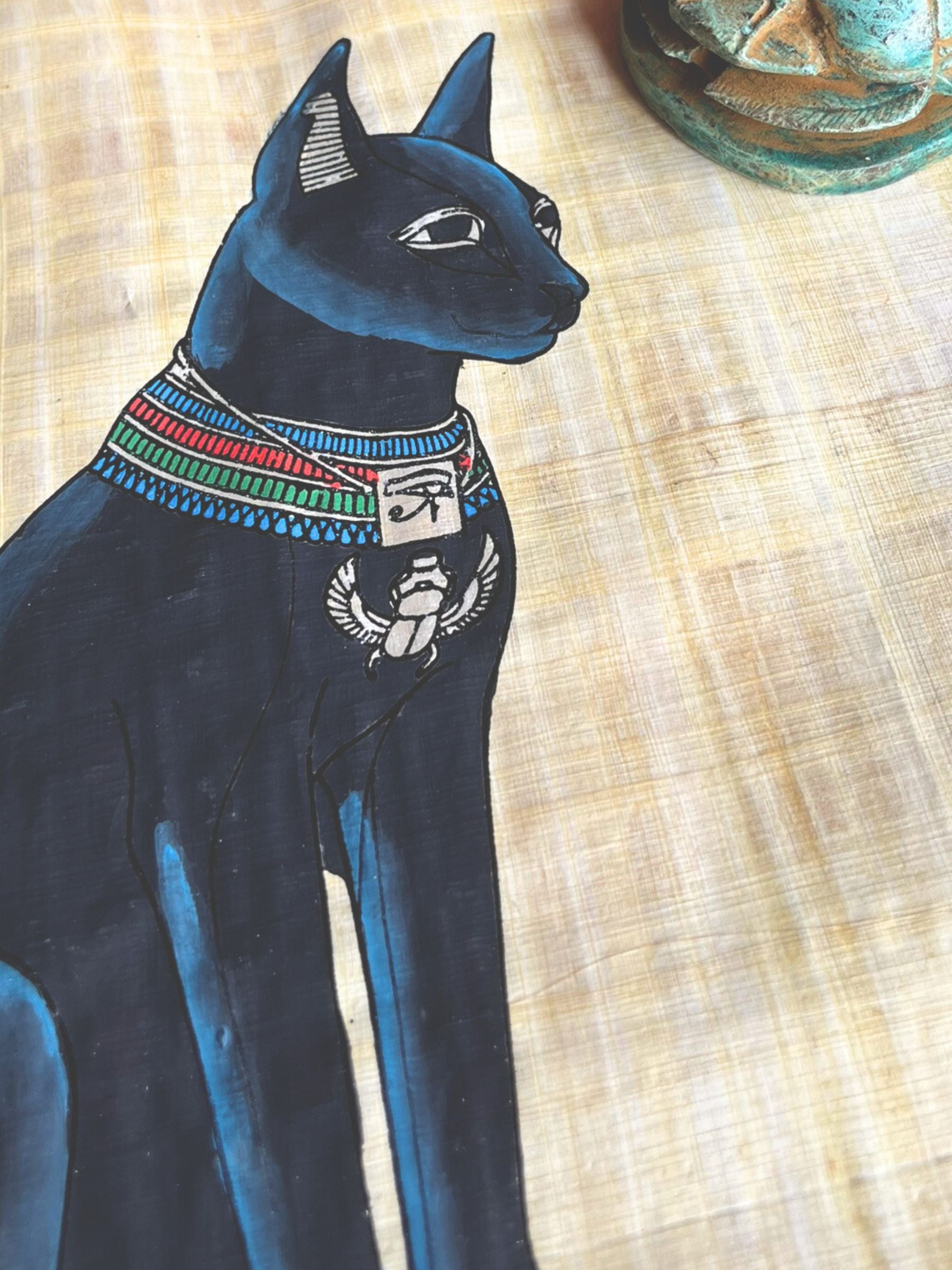 Papyrus égyptien Bastet noir (30x40cm)