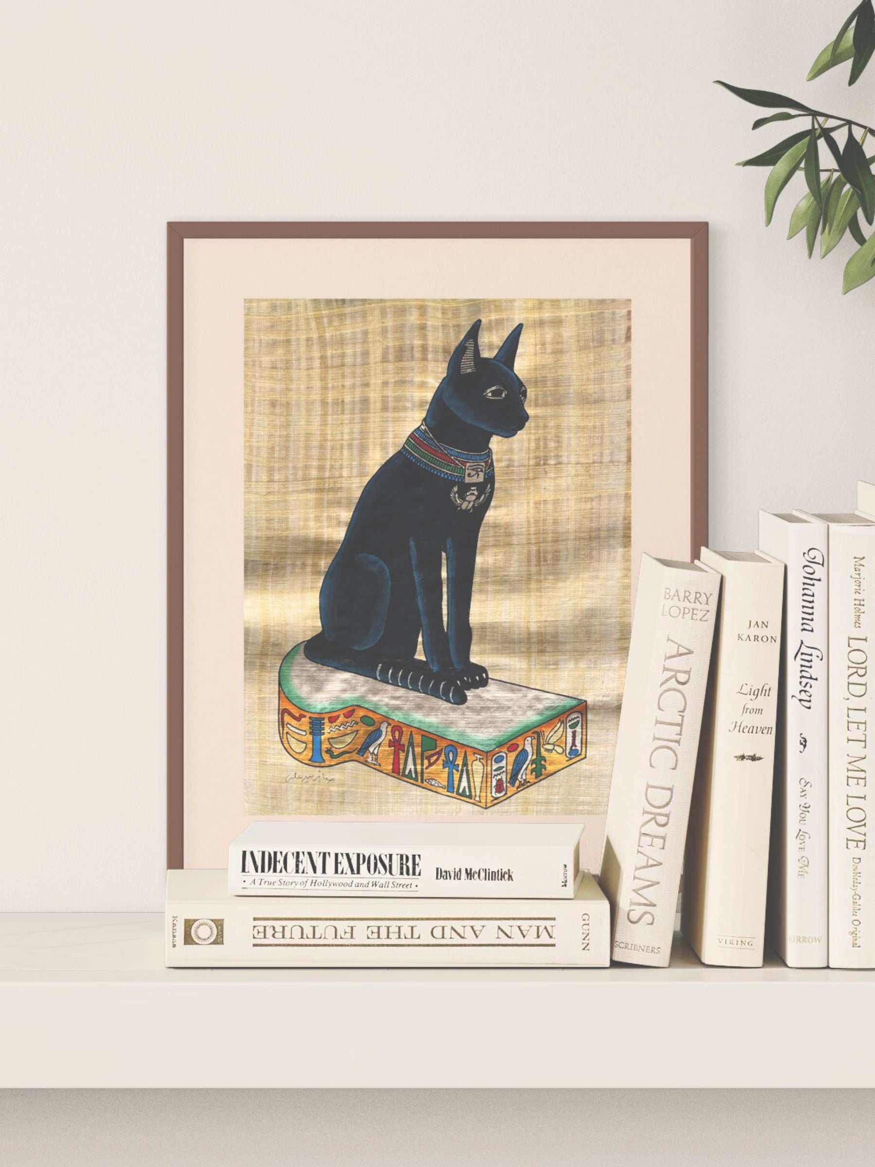 Papyrus égyptien Bastet noir (30x40cm)