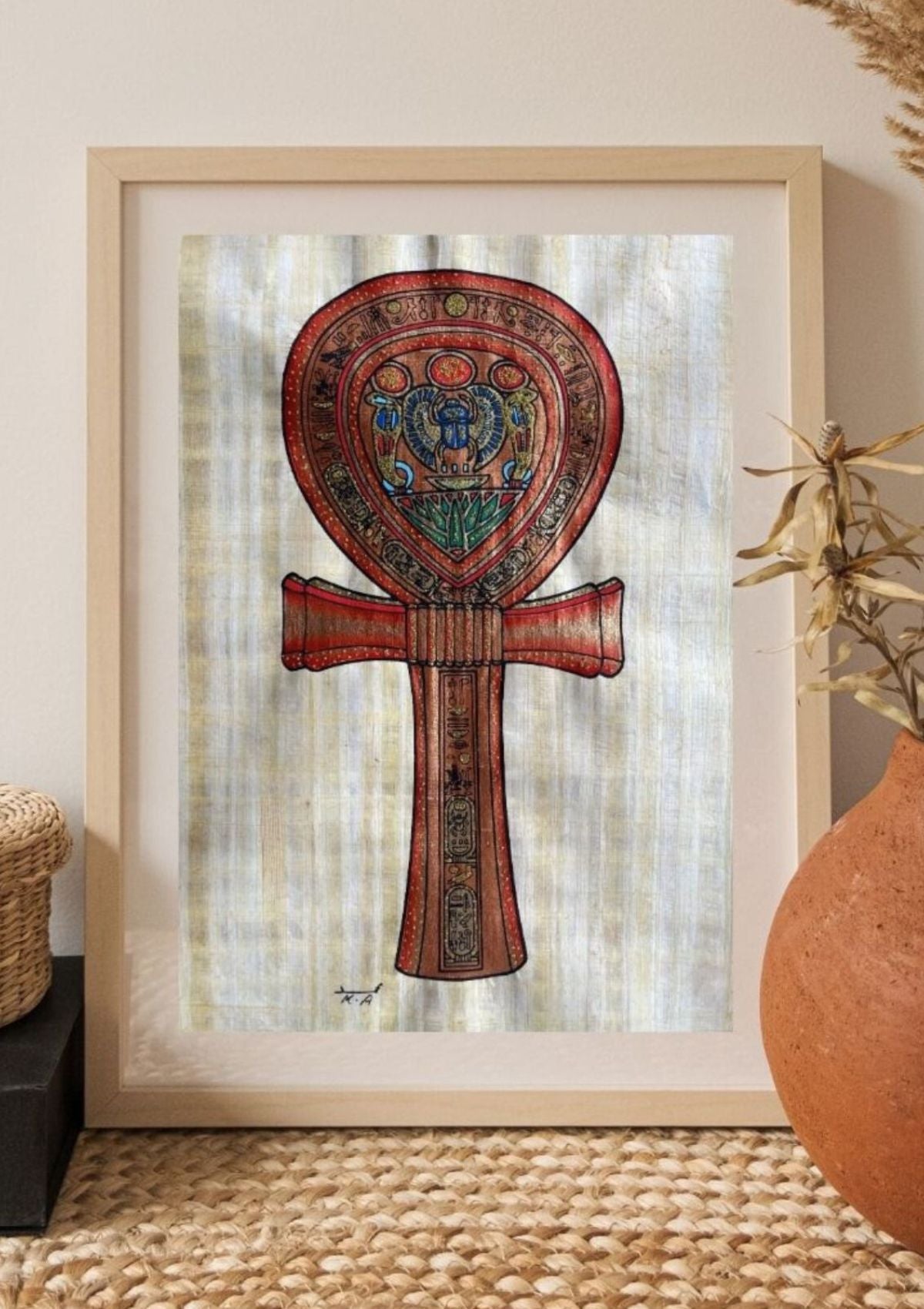 Papyrus égyptien Clé de vie -Ankh (30x40cm)