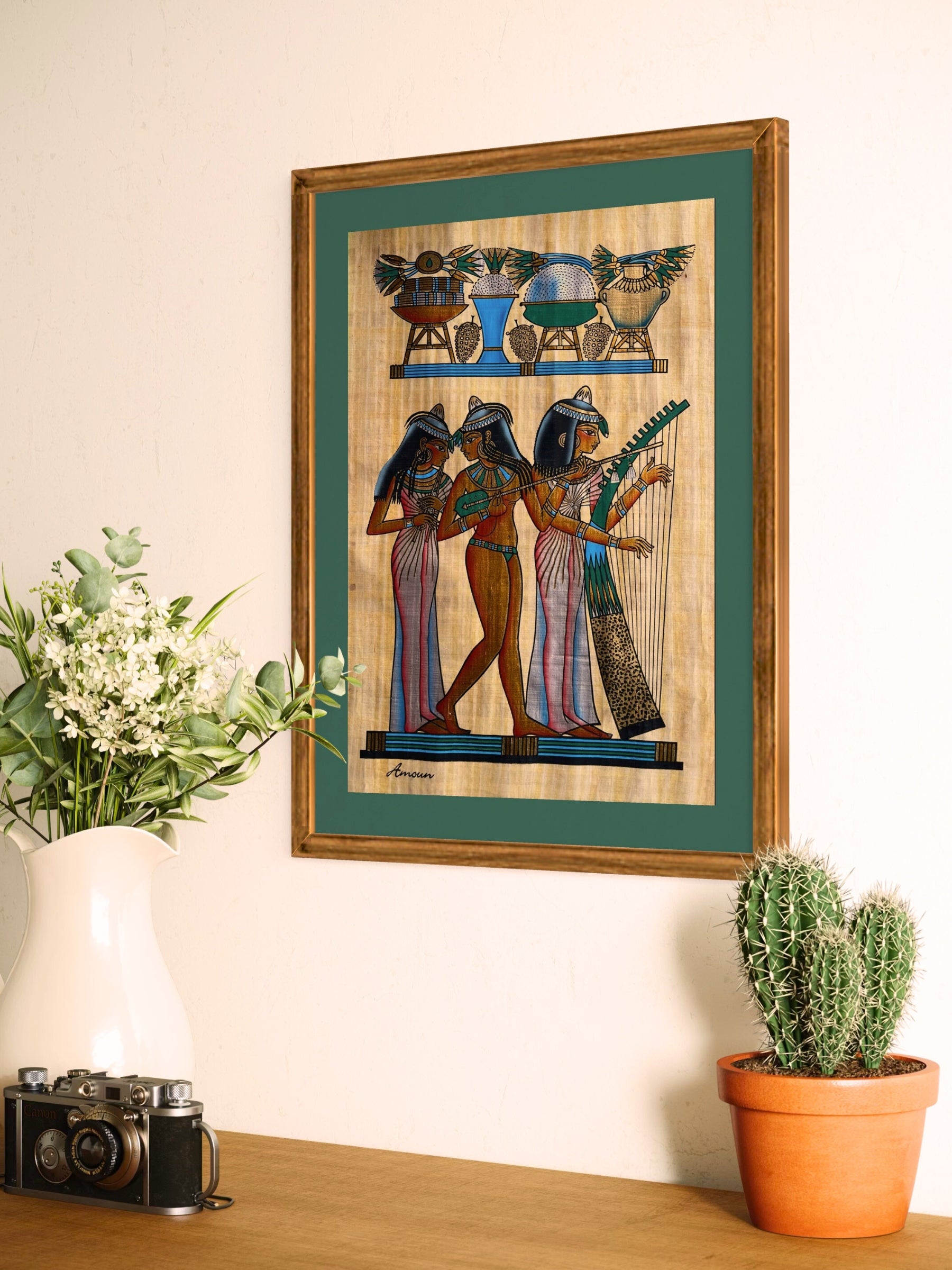 Papyrus Egiziano Le Tre Musiciste del Nilo (30 x 40 cm e 40 x 60 cm)