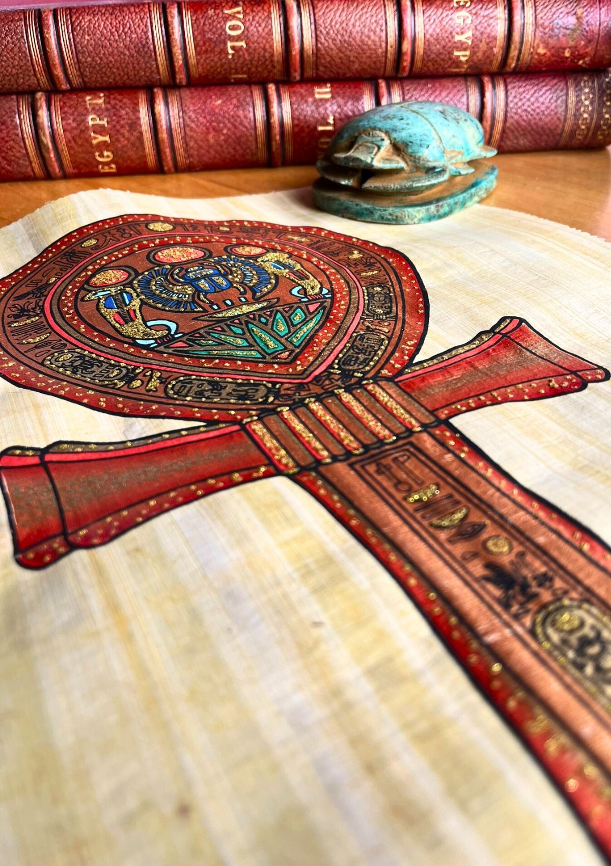 Papyrus égyptien Clé de vie -Ankh (30x40cm)