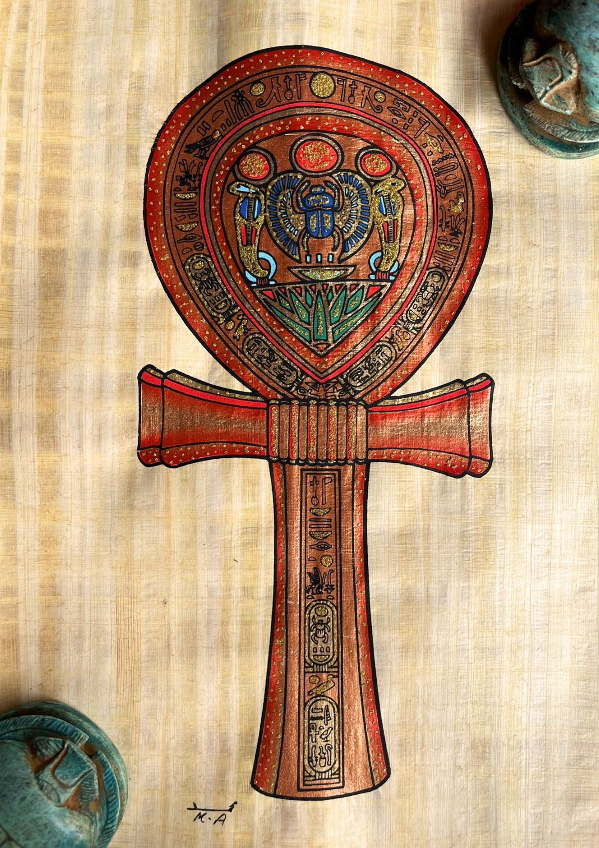 Papyrus égyptien Clé de vie -Ankh (30x40cm)