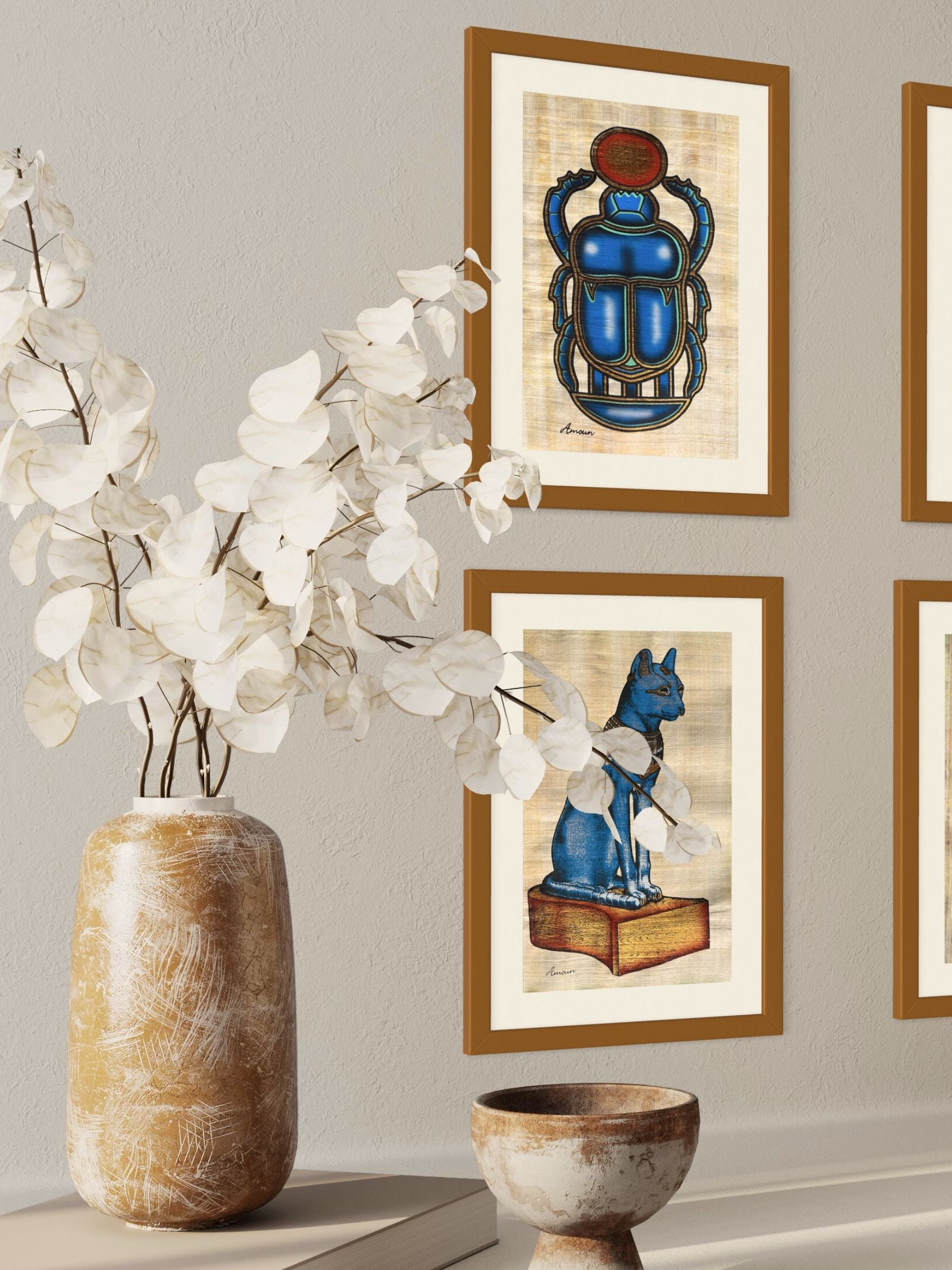 Papyrus égyptien Scarabée bleu (20x30cm)