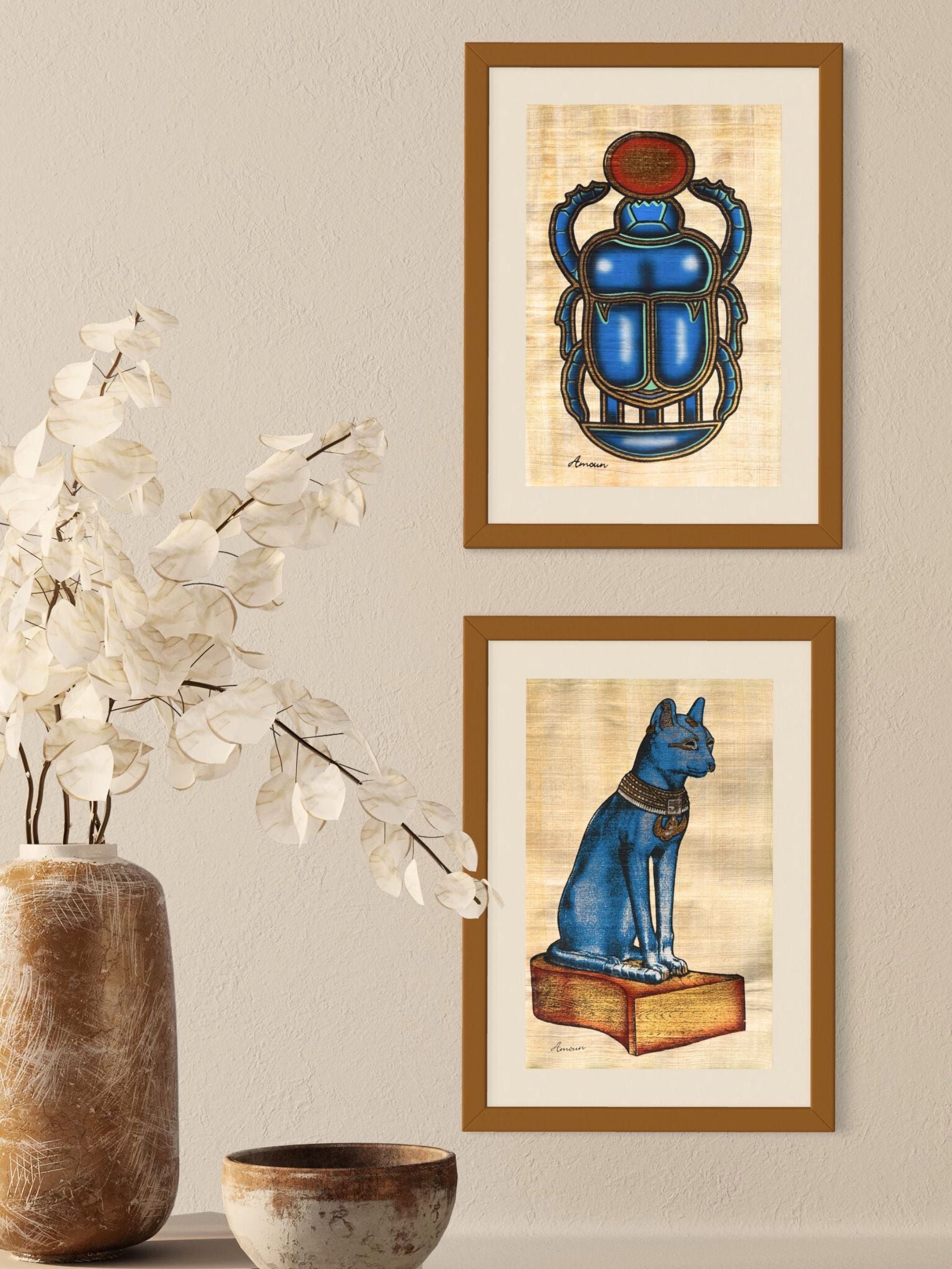 Papyrus égyptien Scarabée bleu (20x30cm)