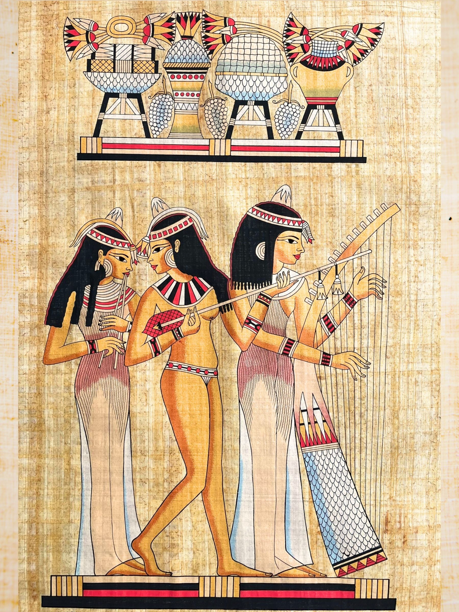 Egyptian papyrus The Musicians of the Nile (60 x 90 cm red and black version)