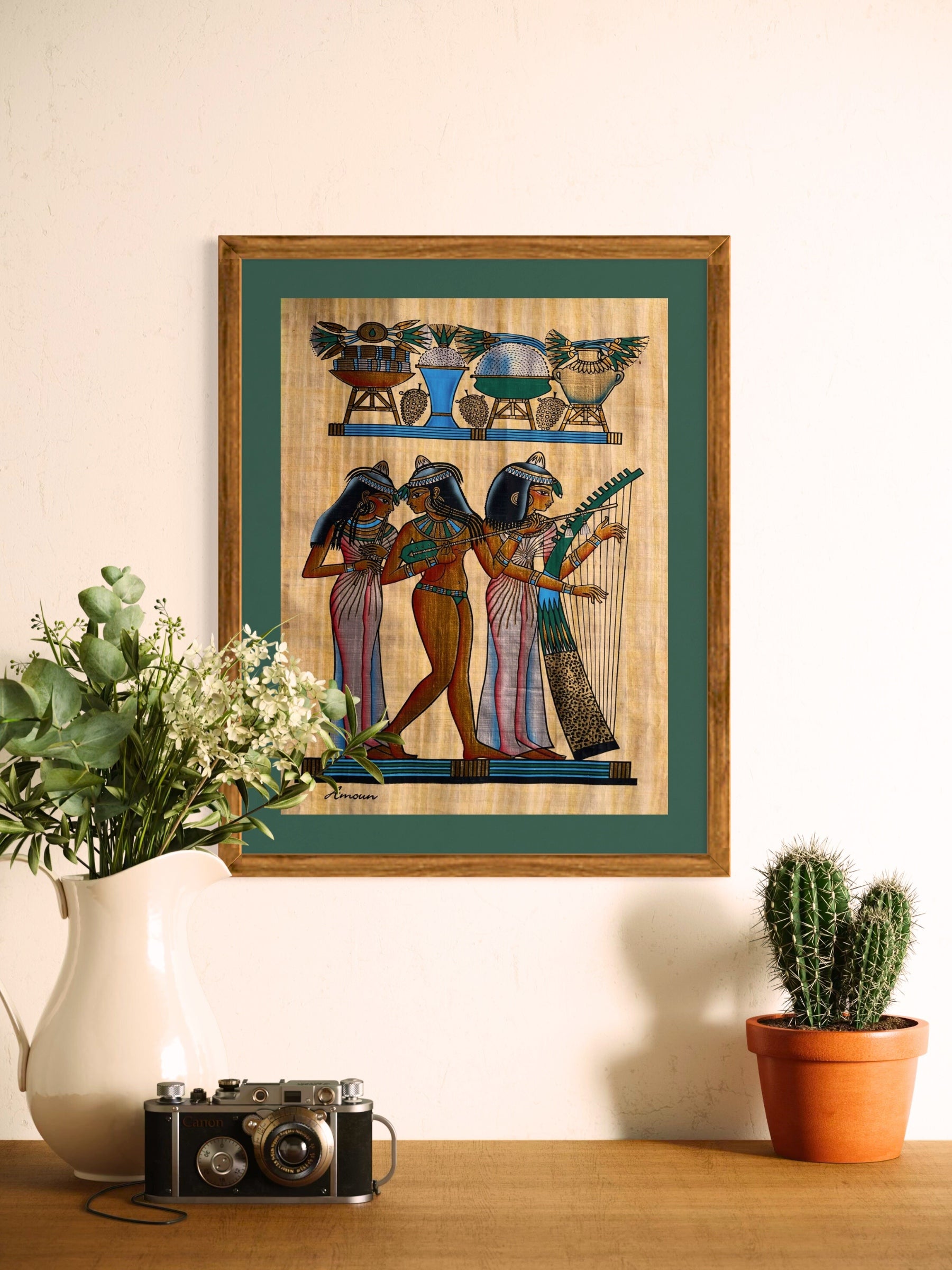 Egyptian Papyrus The Three Musicians of the Nile (30 x 40 cm and 40 x 60 cm)