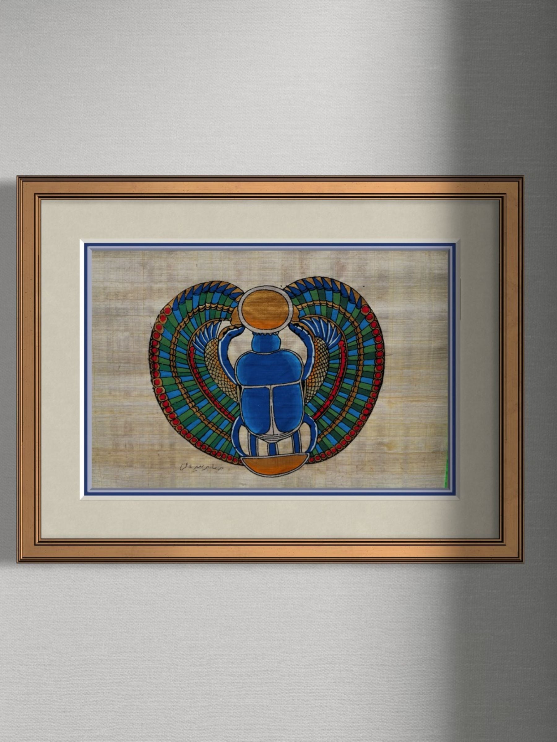 Papyrus scarabee egyptien aile