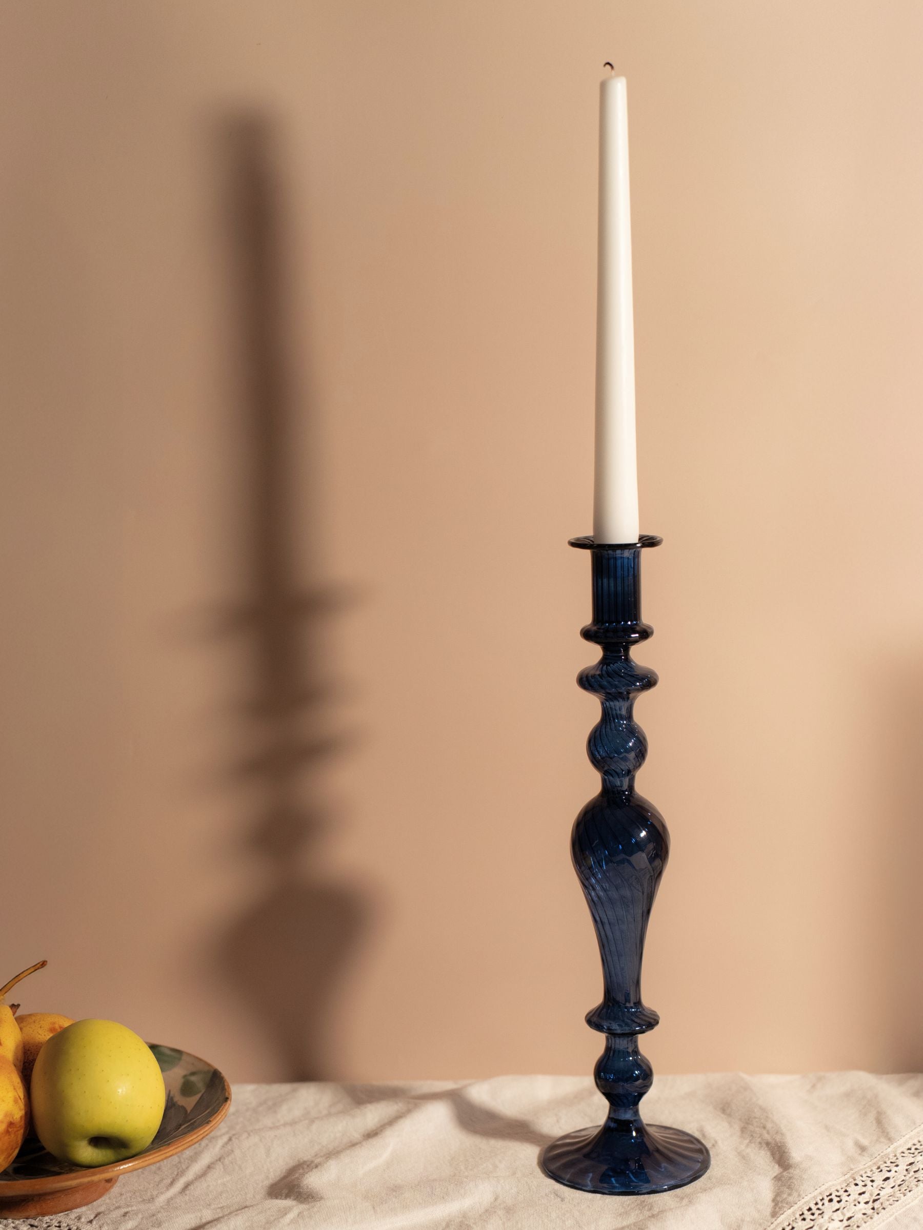 Bougeoirs Azur Ondula en verre soufflé