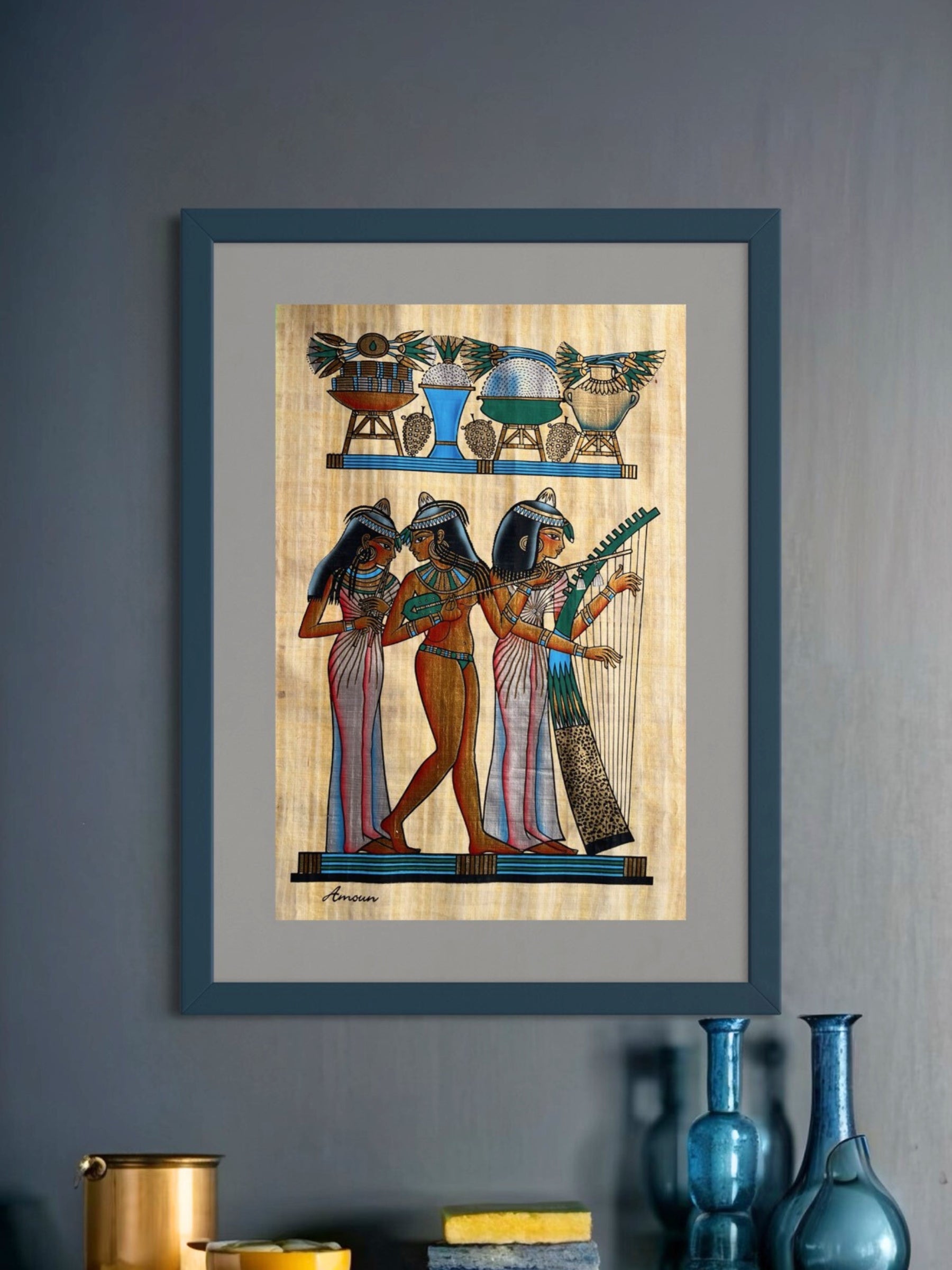 Egyptian Papyrus The Three Musicians of the Nile (30 x 40 cm and 40 x 60 cm)
